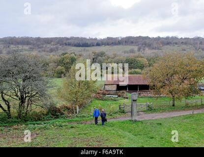 Leasors barn in the Surrey Hills at Abinger Roughs near Dorking on an ...