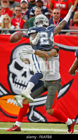 Tampa, Florida, USA. 15th Nov, 2015. JIM DAMASKE | Times .Cowboys Morris Claiborne (24) breaks up a pass intended for Bucs Mike Evans (13) during the Tampa Bay Buccaneers game against the Dallas Cowboys at Raymond James Stadium Sunday afternoon in Tampa (11/15/15) © Jim Damaske/Tampa Bay Times/ZUMA Wire/Alamy Live News Stock Photo