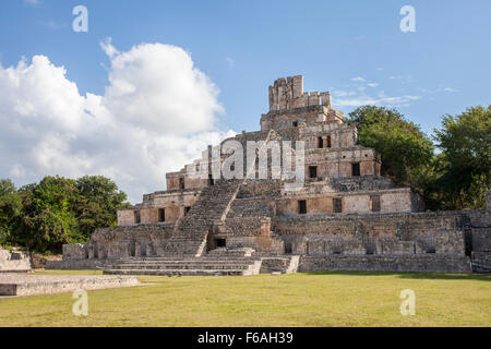 The Five Story Pyramid at the Mayan ruins of Edzna, Campeche. Stock Photo