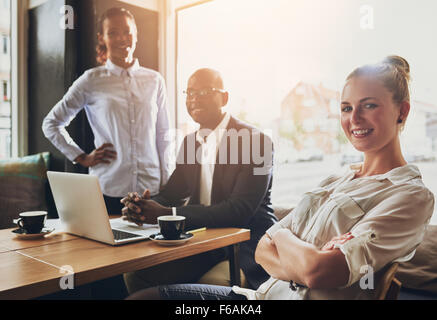 Group of successful entrepreneurs, business people, multi ethnic group working Stock Photo