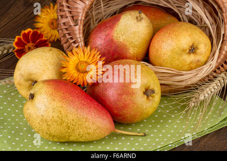 pears on green polka dots background