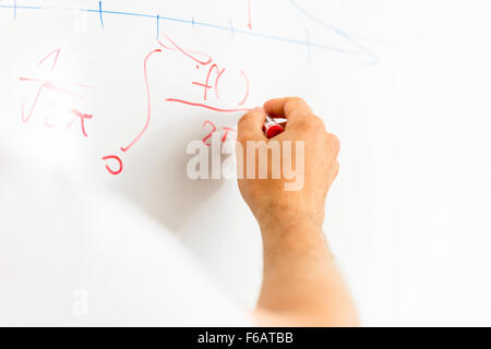 Hand with marker writing on board Stock Photo