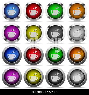 Set of coffe glossy web buttons. Arranged layer structure. Stock Vector