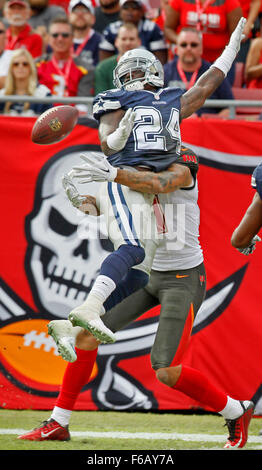 Tampa, Florida, USA. 15th Nov, 2015. JIM DAMASKE | Times .Cowboys Morris Claiborne (24) breaks up a pass intended for Bucs Mike Evans (13) during the Tampa Bay Buccaneers game against the Dallas Cowboys at Raymond James Stadium Sunday afternoon in Tampa (11/15/15) Credit:  Jim Damaske/Tampa Bay Times/ZUMA Wire/Alamy Live News Stock Photo