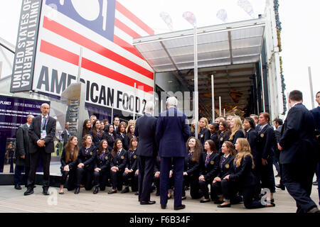 Secretary Kerry and Ambassador Hickey Speak with Student Ambassadors Stock Photo