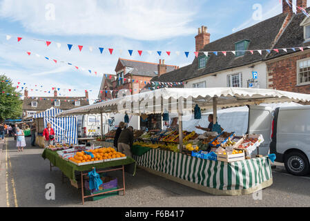 Fruit & Vegetable stall, Saturday Market, Market Place, Oakham, Rutland, England, United Kingdom Stock Photo