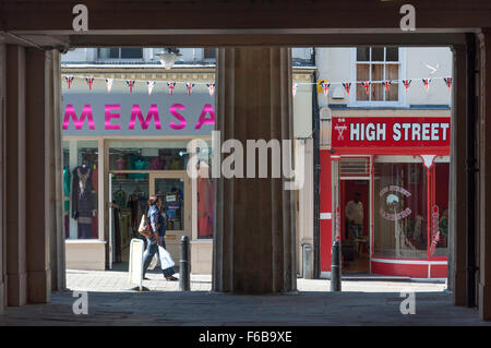 View of High Street from entrance to Old Town Hall, Gravesend, Kent, England, United Kingdom Stock Photo