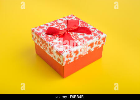 Download Gift Box On Yellow Background Stock Photo Alamy PSD Mockup Templates