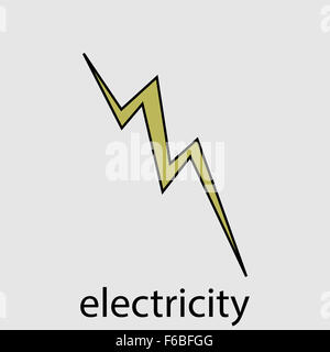 Icon electricity flat design lightning. Energy electricity power, flash electric. Vector art design abstract unusual fashion ill Stock Photo