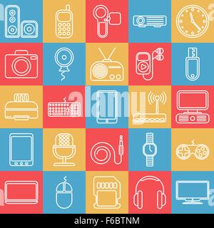 Vector gadgets line icon set Stock Vector