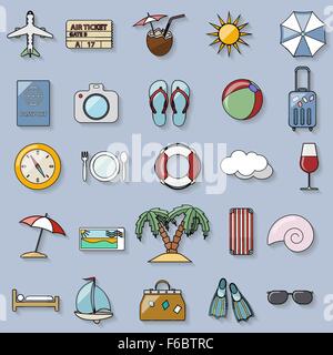Tourism and vacation retro icons. Vector illustration Stock Vector