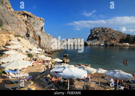 St Paul's Bay, Lindos, Rhodes. Stock Photo