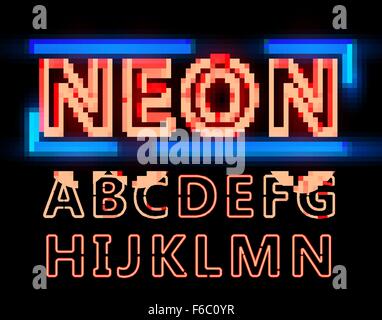 Neon font set Stock Vector