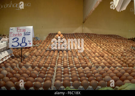 Fresh eggs at Budapest Central Market. Stock Photo