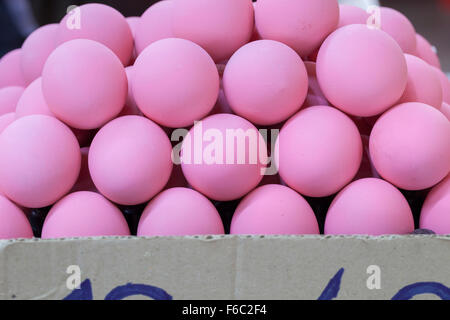 Duck eggs, hard boiled then pickled in ammonia, Thailand Stock Photo