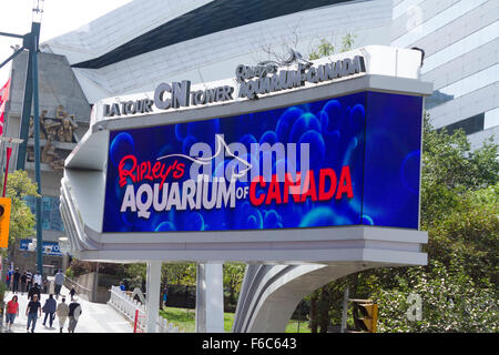 Digital Sign for Ripley's Aquarium of Canada in Toronto, Ontario, Canada Stock Photo