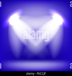 Two Spotlights Isolated on Blue Background Stock Vector