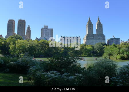 Scene of Central Park and New York Upper West Side Stock Photo