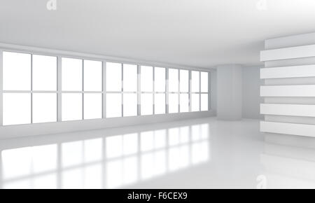 High resolution white room with window. 3D illustration; 3D rendering Stock Photo