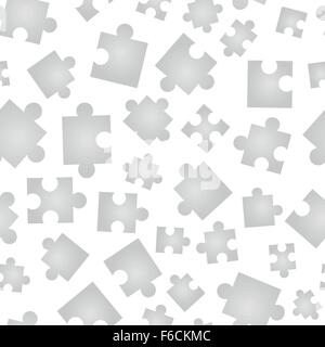 Jigsaw pieces isolated on white seamless pattern Stock Vector