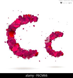 Letter C made from hearts. Love alphabet Stock Vector