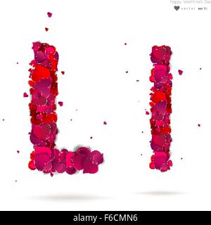 Letter L made from hearts. Love alphabet Stock Vector