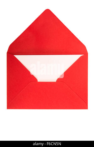opened red envelope isolated on white background Stock Photo