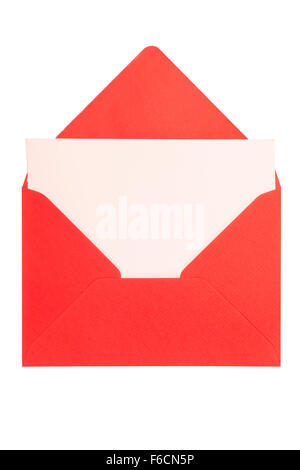 opened red envelope isolated on white background Stock Photo