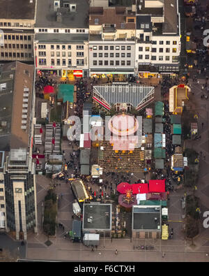 Husemann Square, Christmas Market, Bochum, Ruhr area, North Rhine Westphalia, Germany, Europe, Aerial View, Aerial, aerial photo Stock Photo