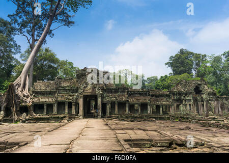 Angkor, Cambodia: West entrance gate of the temple of Preah Khan. Stock Photo