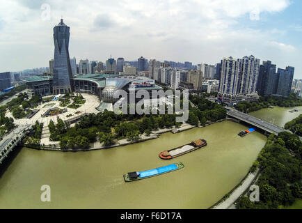 Hangzhou, Turkey. 16th Nov, 2015. Aerial photo taken on July 12, 2014 shows the city view of downtown Hangzhou, capital of east China's Zhejiang Province. China will host the 2016 Group of Twenty (G20) summit in the eastern city of Hangzhou, best known for its scenic West Lake, on Sept. 4-5, Chinese President Xi Jinping announced in Antalya, Turkey, on Nov. 16, 2015. © Xu Yu/Xinhua/Alamy Live News Stock Photo