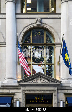 Ralph Lauren Polo Retail Store Facade Window Fifth Avenue, NYC, USA Stock Photo