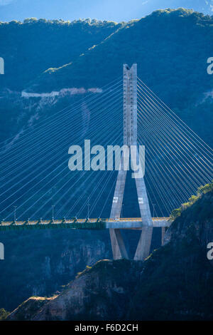 The Baluarte Bridge, the highest cable stayed bridge in the world, connects the states of Sinaloa and Durango, Mexico. Stock Photo