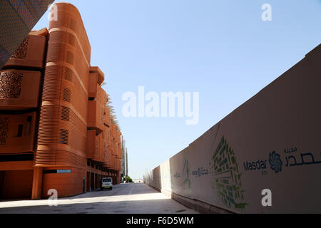 Masdar City, the Zero Carbon City,  Abu Dhabi  UAE - Buildings designed to get maximum light inside without electricity Stock Photo