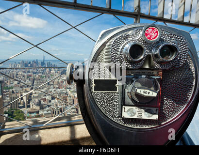 Coin operated binoculars, top of the empire state building, New York.