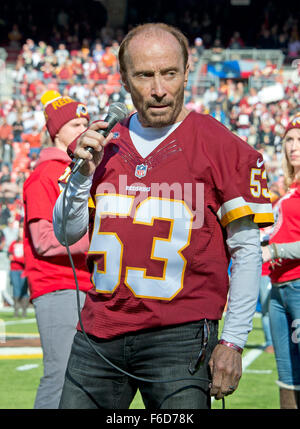 Academy of Country Music Award-winning artist Lee Greenwood performs his iconic, patriotic song “God Bless the U.S.A” prior to kickoff of the game against the New Orleans Saints playing the Washington Redskins at FedEx Field in Landover, Maryland on Sunday, November 15, 2015. Credit: Ron Sachs/CNP - NO WIRE SERVICE - Stock Photo