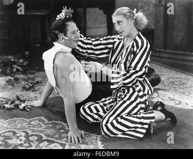 RELEASE DATE: November 14, 1931. MOVIE TITLE: Flying High. STUDIO: Metro-Goldwyn-Mayer (MGM). PLOT: . PICTURED: BERT LAHR as Emily 'Rusty' Krouse and CHARLOTTE GREENWOOD as Pansy Potts. Stock Photo