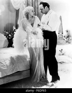 Aug 28, 1933 - Original Film Title: Dinner At Eight. PICTURED: JEAN HARLOW, WALLACE BERRY. Stock Photo