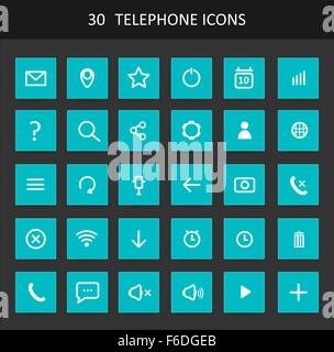 Set Of Flat Design Telephone Buttons And Icons Stock Vector