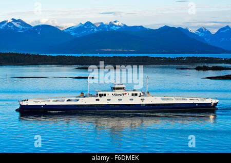 Liquid natural gas-powered car and passenger ferry Fannefjord by the ship operator Fjord1 in the Moldefjord near Molde, Norway Stock Photo