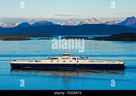 Liquid natural gas-powered car and passenger ferry Fannefjord by the ship operator Fjord1 in the Moldefjord near Molde, Norway Stock Photo