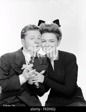 Mar 03, 1942 - Original Film Title: The Courtship of Andy Hardy. PICTURED: MICKEY ROONEY, DONNA REED. Stock Photo