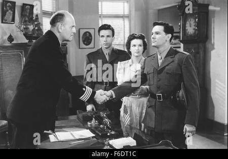 RELEASE DATE: August 24, 1945. MOVIE TITLE: Pride of the Marines. STUDIO: Warner Bros. Pictures. PLOT: Married couple Jim & Ella Merchant set up their single friend Al Schmid on a blind date with Ruth Hartley. The two hit it off and begin dating. A welder, one day at the workplace, Al learns of a friend's enlistment in the Marine Corps and decides to join himself. Al and Ruth have a last date, with Al insisting that she forget about him as he is about to go into combat. However, when Ruth goes to meet his departure train, he is overjoyed and gives her an engagement ring. Assigned to Guadalcana Stock Photo