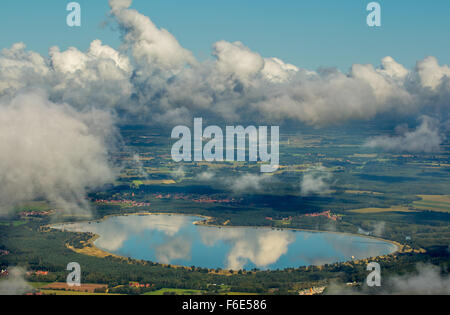 Geeste reservoir, cooling water for Emsland Nuclear Power Plant, clouds reflected on lake, Lingen, Emsland, Lower Saxony Stock Photo