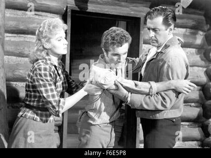 RELEASE DATE: July 19, 1957. MOVIE TITLE: Gun Glory. STUDIO: Metro-Goldwyn-Mayer (MGM). PLOT: . PICTURED: STEWART GRANGER as Tom Earley and RHONDA FLEMING as Jo. Stock Photo