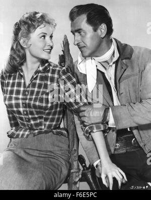 RELEASE DATE: July 19, 1957. MOVIE TITLE: Gun Glory. STUDIO: Metro-Goldwyn-Mayer (MGM). PLOT: . PICTURED: STEWART GRANGER as Tom Earley and RHONDA FLEMING as Jo. Stock Photo