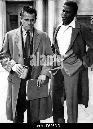 Mar 19, 1955; EL SEGUNDO, CA, USA;Actors GLENN FORD stars as Richard Dadier and SIDNEY POITIER as Gregory W.Miller in 'The Blackboard Jungle.' Stock Photo