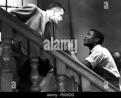 Mar 19, 1955; EL SEGUNDO, CA, USA;Actors GLENN FORD stars as Richard Dadier and SIDNEY POITIER as Gregory W.Miller in 'The Blackboard Jungle.' Stock Photo