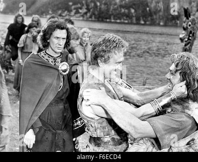 RELEASE DATE: June 28, 1958. MOVIE TITLE: The Vikings. STUDIO: Curtleigh Productions. PLOT: Einar and Eric are two Viking half-brothers. The former is a great warrior whilst the other is an ex-slave, but neither knows the true identity of the other. When the throne of Northumbria in Britain becomes free for the taking, the two brothers compete against one another for the prize, but they have very different motives - both involving the princess Morgana, however. PICTURED: KIRK DOUGLAS as Einar. Stock Photo