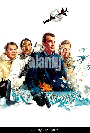 RELEASE DATE: October 23, 1968. MOVIE TITLE: Ice Station Zebra. STUDIO: Filmways Pictures. PLOT: Commander James Ferraday, USN, has new orders: get David Jones, a British civilian, Captain Anders, a tough Marine with a platoon of troops, Boris Vasilov, a friendly Russian, and the crew of the nuclear sub USS Tigerfish to the North Pole to rescue the crew of Drift Ice Station Zebra, a weather station at the top of the world. The mission takes on new and dangerous twists as the crew finds out that all is not as it seems at Zebra, and that someone will stop at nothing to prevent the mission from b Stock Photo